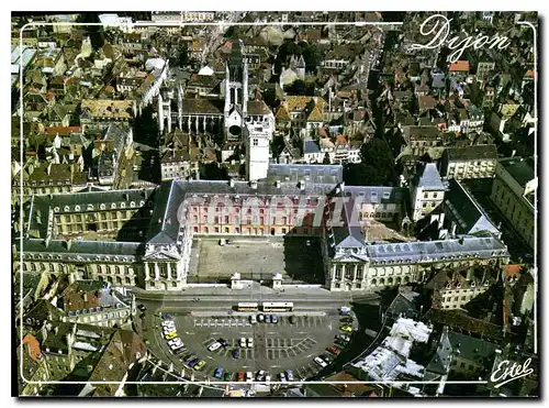 Moderne Karte Au Pays des Grands Grus Dijon Cote d'Or vue aerienne de la place de la Liberation le palais des