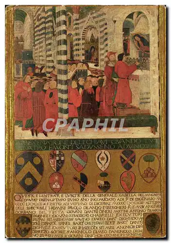 Cartes postales moderne Archivio di Stato Pittore sanese Lignoto Copertina per il libro della Gabella del 1483 Offerta i