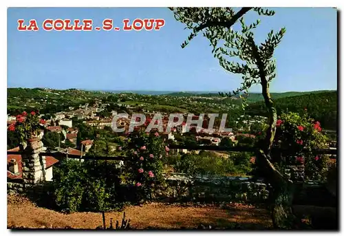 Moderne Karte Cote d'Azur French Riviera l'arriere pays pittoresquue la Colle sur Loup vu generale