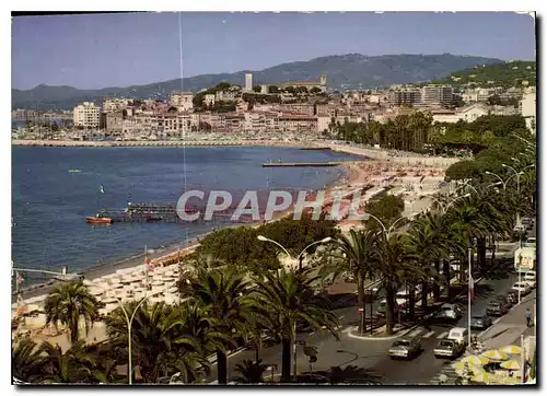 Cartes postales moderne Cannes vue sur le Suquet au 1er plan les Plages de la Croisette