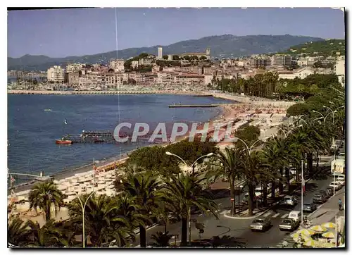 Moderne Karte Cannes vue sur le Suquet au 1er plan les Plages de la Croisette