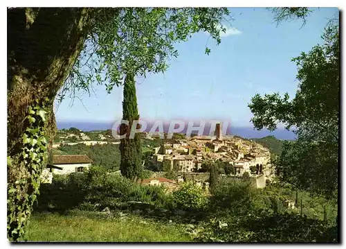 Cartes postales moderne Cote d'Azur Saint Paul de Vence vue sur la Ville au fond la Mediterranee