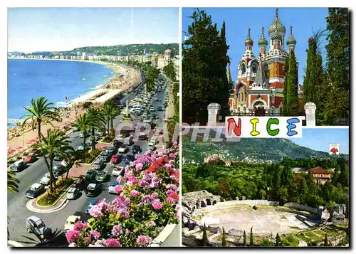 Cartes postales moderne Nice Cote d'Azur French Riviera la rpomenade des Anglais l'eglise Russe les arenes de Cimiez