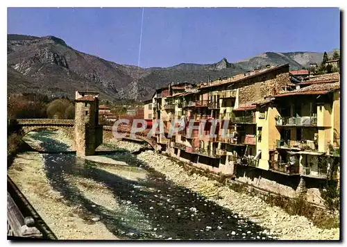 Cartes postales moderne Environs de Menton A M Sospel le vieux pont sur la Bevera et vue generale