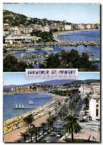 Moderne Karte La Cote d'Azur Cannes A M le port le casino municipal et la croisette la croisette et le suquet