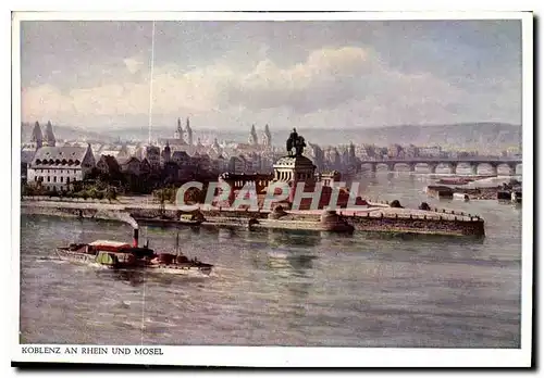 Moderne Karte Coblence situation splendide au confluent de la Moselle et du Rhin le Deutsches Eck