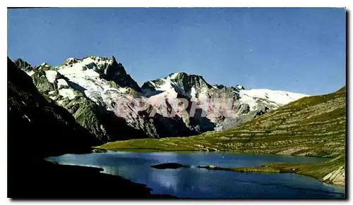 Moderne Karte En Oisans les lac du Goleon domine par la Meije et le Rateau