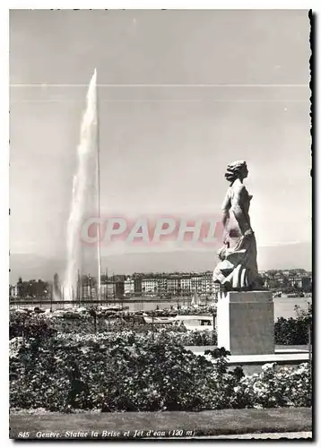 Moderne Karte Geneve Statue la Brise et Jet d'eau