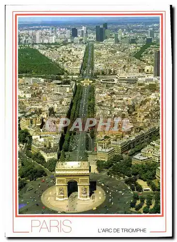 Cartes postales moderne Paris l'Arc de Triomphe Perspective aerienne vers la Defense