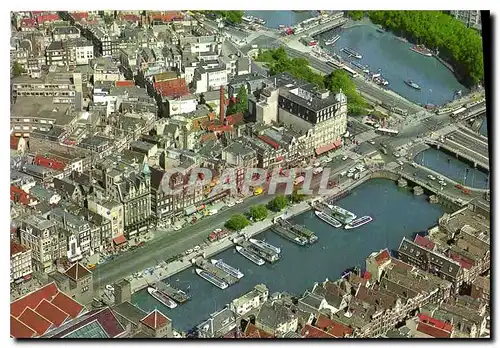 Cartes postales moderne Amsterdam Holland Vue aerienne du Damrak et du Prins Hendrikkade