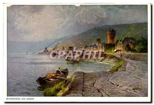 Cartes postales moderne Rudesheim ancienne peite ville fameuse pour ses vins au pied du Niederwald sur les hauteurs le M
