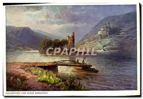 Moderne Karte La Tour au souris Situation pittoresque au milleu du fleuve Theatre d'une lugubre legende