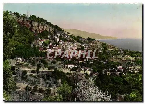 Moderne Karte Roquebrune Vue generale et la Pointe de Bordighern