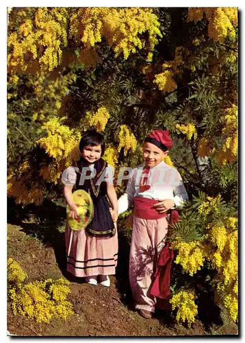 Moderne Karte Cote d'Azur Enfants en Costumes Nicois