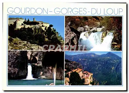 Moderne Karte Gourdon Gorges du Loup Cote d'Azur French Riviera