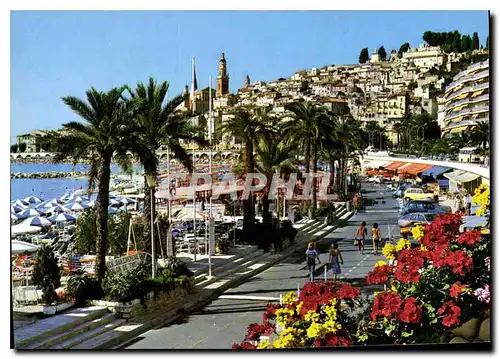 Moderne Karte Cote d'Azur Menton La Promenade les plages et la vieille ville