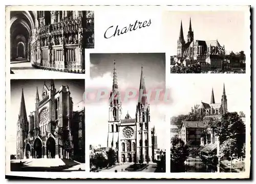 Cartes postales moderne Chartres E et L Facade de la Cathedrale