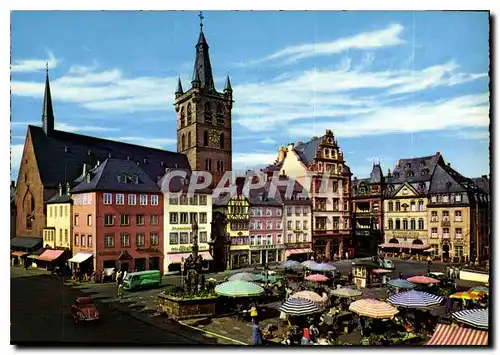 Moderne Karte Trier Hauptmarkt mit Petrusbrunnen und St Gangolph