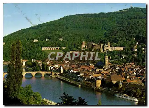 Moderne Karte Heidelberg Panorama vom zauberhaften Philosphenweg