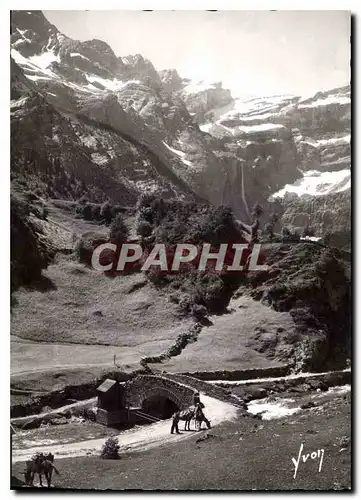 Moderne Karte Cirque de Gavarnie Htes Pyrenees La route et le pont Nadau