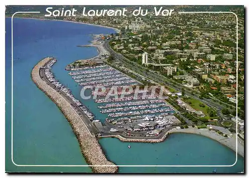 Cartes postales moderne Cote d'Azur St Laurent du Var Vue aerienne le port de plaisance au fond Cagnes