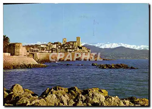 Cartes postales moderne Antibes Ses Remparts dans le fond la Chaine des Alpes