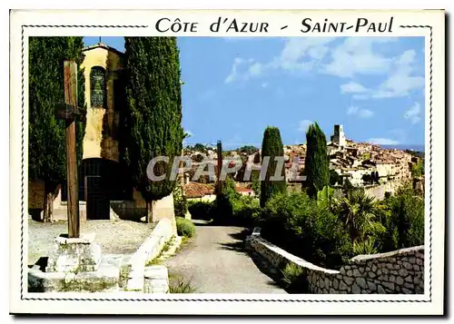 Cartes postales moderne Cote d'Azur Saint Paul Vue generale au fond la Mediterranee