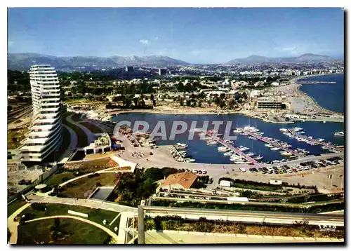 Moderne Karte La Cote d'Azur Marina Baie des Anges Le Port et Villeneuve Loubet Plage au fond Cagnes sur Mer