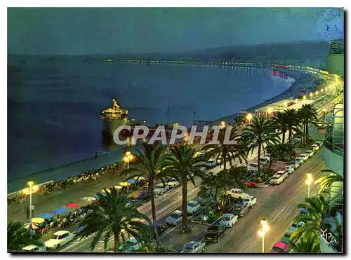 Moderne Karte Au Soleil de la Cote d'Azur Nice Promenade des Anglais de nuit