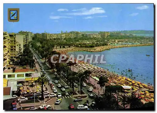 Moderne Karte Cannes La Croisette et ses plages dans le fond les Jardins et une partie du Port Pierre Canto