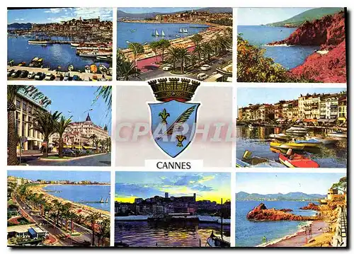 Moderne Karte Cannes Cote d'Azur French Riviera Souvenir de Cannes