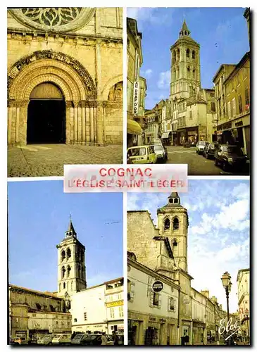 Moderne Karte Cognac Charente L'Eglise Saint Leget Le Clocher et l'Entree principale