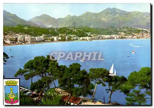 Moderne Karte La Cote d'Azur Roquebrune Cap Martin Vue sur Roquebrune plage et Menton prise de la route du Cap