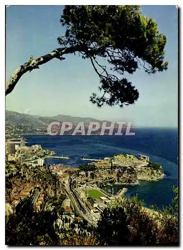 Cartes postales moderne La Principaute de Monaco Vue generale de Monaco et de Monte Carlo au fond Le Cap Martin et l'Ita