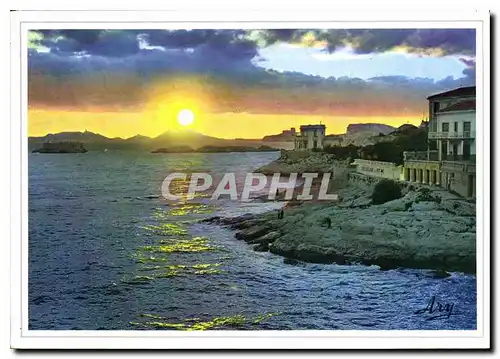 Moderne Karte Marseille Promenade de la Corniche Un coucher de soleil sur les Iles