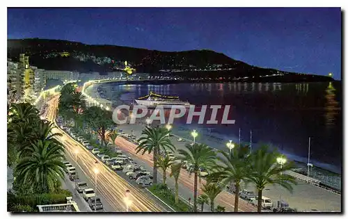 Moderne Karte Nice Cote d'Azur La Promenade des Anglais la nuit