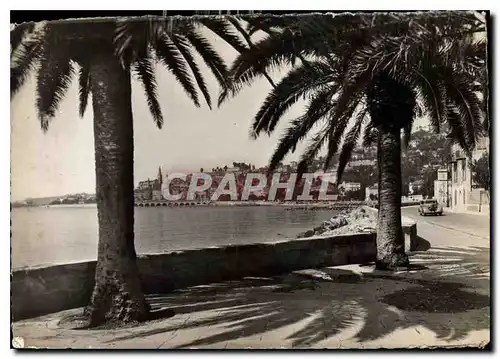 Moderne Karte Menton Route du bord de Mer et Vue generale prise de Garavan