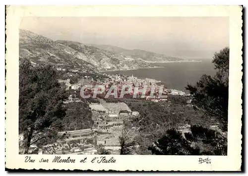 Moderne Karte Vue sur Menton et l'Italie