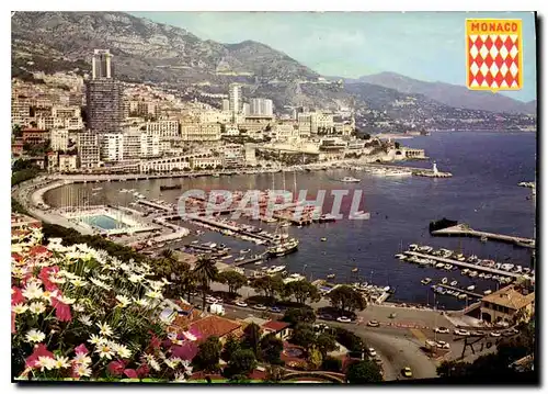 Moderne Karte La Cote d'Azur Principaute de Monaco Vue generale sur le Port et Monte Carlo