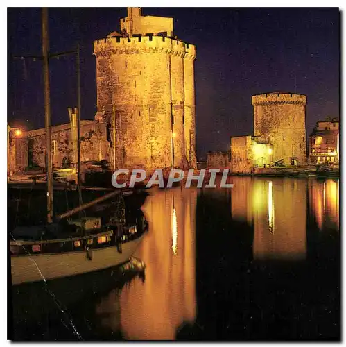 Cartes postales moderne La Rochelle Ch Mme Effet de nuit sur le port et les tours