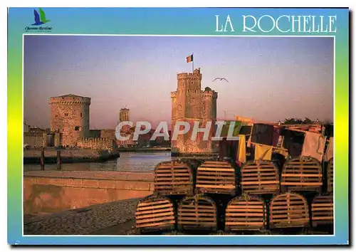 Moderne Karte La Rochelle Port de Reve Douce lumiere du soir sur les deux tours