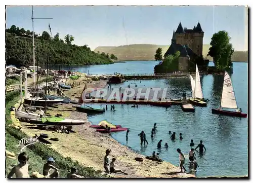 Moderne Karte Gorges de la Borbogne Barrage de Bort les Orgues Ch�teau La plage Voiliers Bateaux