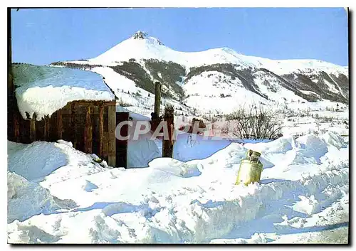 Moderne Karte Sur les Monts d'Auvergne Paysage de Niege