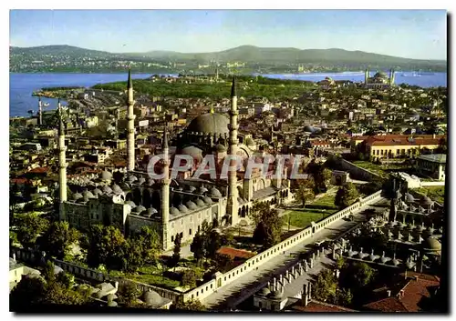 Moderne Karte Suleymaniya Camiinin havadan gorunusu Istanbul Turkey