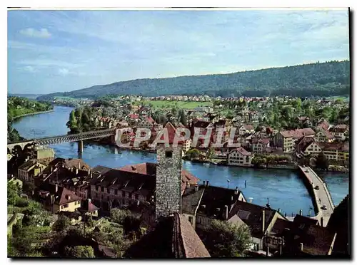 Moderne Karte Schaffhausen Blick vom Munot auf Stadt