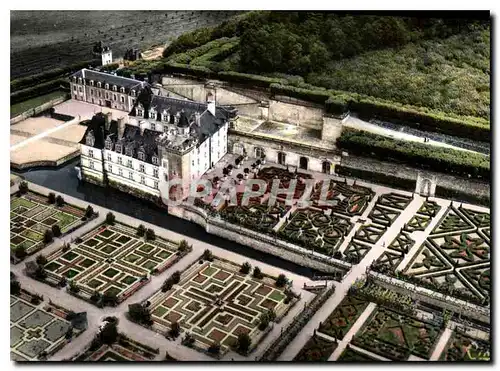 Cartes postales moderne En Touraine les Chateaux de la Loire Villandry I et L vue aerienne le Chateau et les Jardins d'O