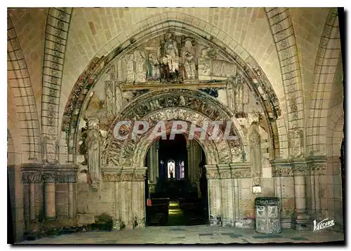 Moderne Karte Les Merveilles du Val de Loire Loches Indre et Loire le Porche Roman de l'eglise Saint Ours XII