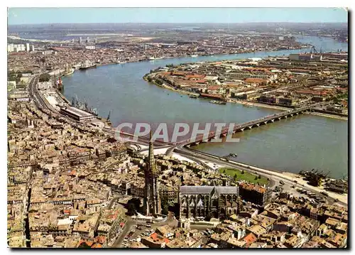 Moderne Karte Bordeaux Gironde vue sur la Tour St Michel et la Garonne Pilote Operateur M le Collen