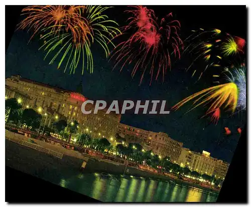 Cartes postales moderne La Cote d'Azur Cannes la Croisette Festival de Feux d'Artifice