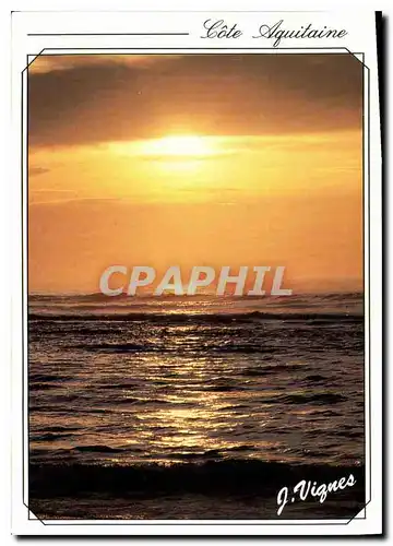 Cartes postales moderne Visage des Landes Coucher de Soleil sur l'Ocean Atlantique le Jour le Calme jour aux spendeurs d